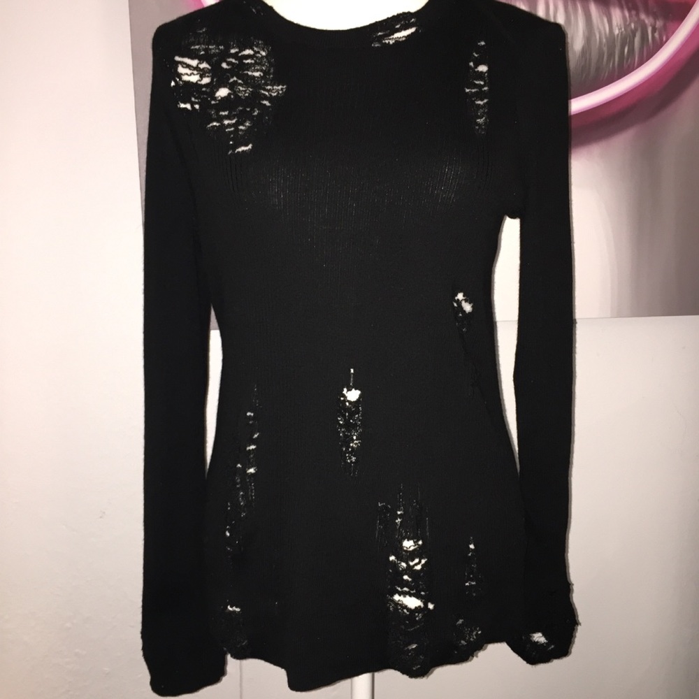 Helmut Lang Inspired Hand-Distressed Wool Sweater
